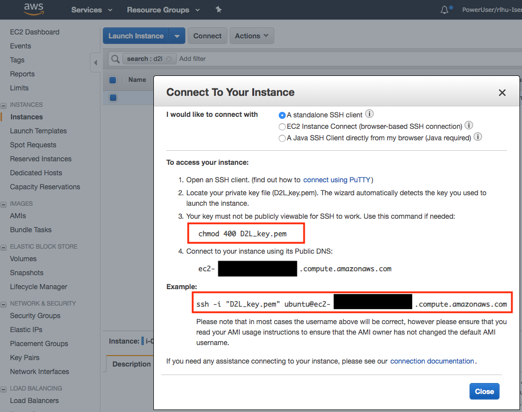 查看实例访问和启动方法